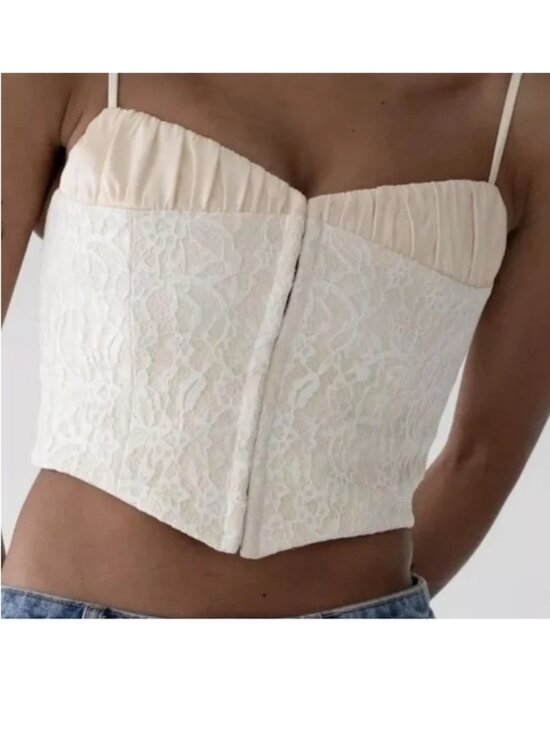 Rumored Tops - RUMORED Versailles Corset 10 Ivory Lace Bustier Coquette NWT